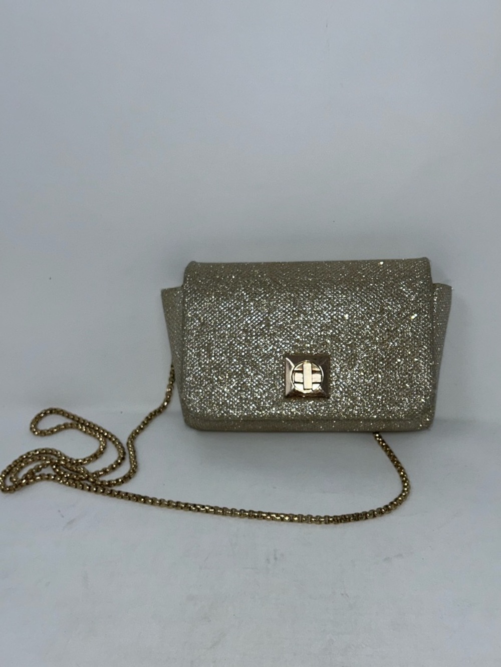 Glitter Crossbody Clutch Bag in Gold